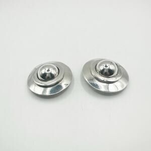 Taxco Clip on earring round Vintage Sterling Silver 925 Marked Mexico Jewelry